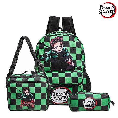 Kit Mochila Escolar Bolsa Demon Slayer Tanjiro Kimetsu Costa