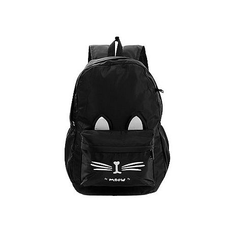 Mochila Escolar Juvenil Feminina de Gatinho Preto Costas - Chic