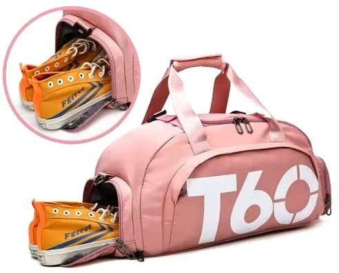 T60 Bolsa Academia Transversal Com Compartimentos em Rose