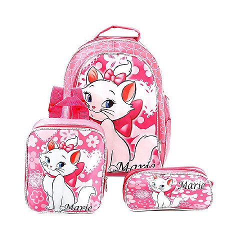 Mochila Escolar Infantil Gata Marie Costas Lancheira+Estojo - Chic Outlet -  Economize com estilo!