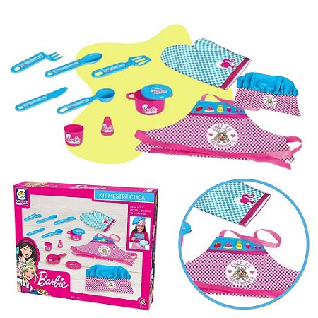 Cozinha Infantil Completa Barbie Panelinhas 15 Acessorios