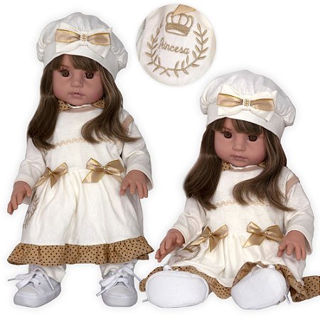 Boneca Infantil Com Roupa de Xodo Bege Realista - Chic Outlet