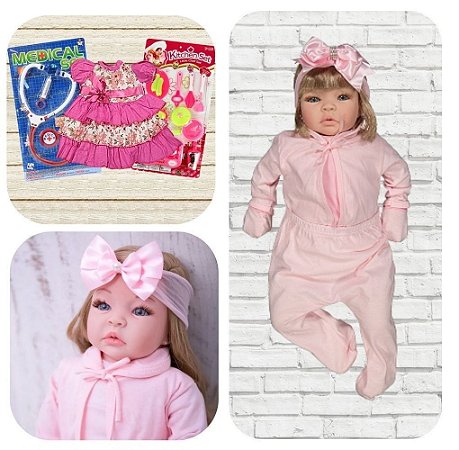 Bebê Reborn Boneca Loira Roupa Pagão Toda Vinil Silicone - Chic Outlet -  Economize com estilo!