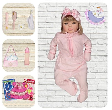 Bebê Reborn Boneca Loira Roupa Pagão Toda Vinil Silicone - Chic Outlet -  Economize com estilo!