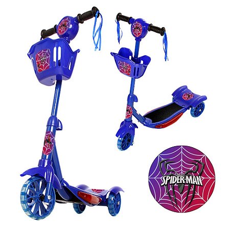 Patinete Homem Aranha Para Crianças Scooter 3 Rodas.