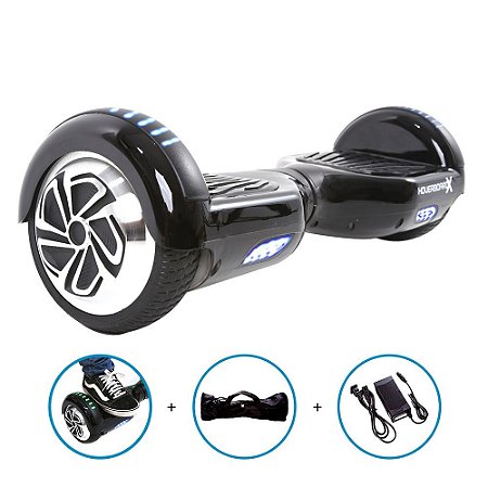 Skate Elétrico 6,5 Preto Hoverboard Bluetooth e Bolsa