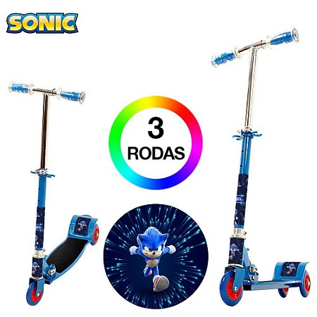 Patinete Infantil sonic cesta 3 Rodas Com Luzes E Musica - Patinete