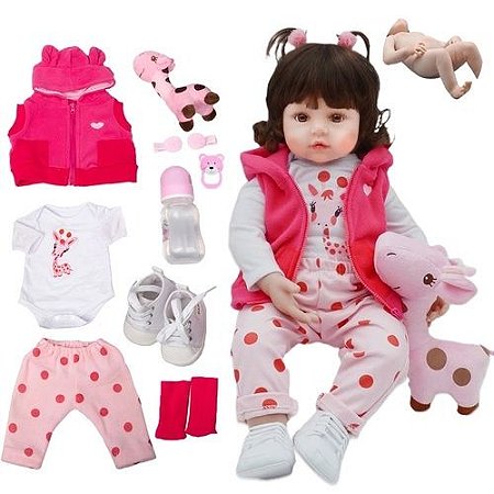 Bebê Boneca Reborn Realista Girafinha Menina de Silicone 48c - Chic Outlet  - Economize com estilo!