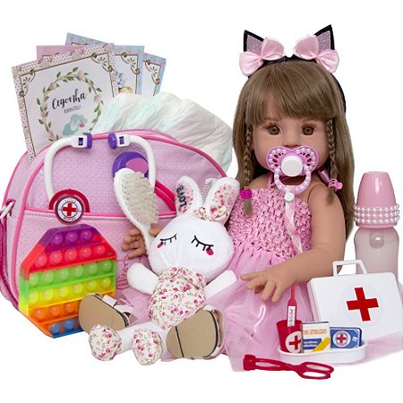 Bebe Reborn Menina 100% Silicone 55 Cm - Produto No Brasil