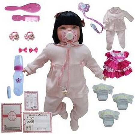 Boneca Bebê Reborn Princesa Morena Roupa Rosa 53cm - ShopJJ - Brinquedos, Bebe  Reborn e Utilidades