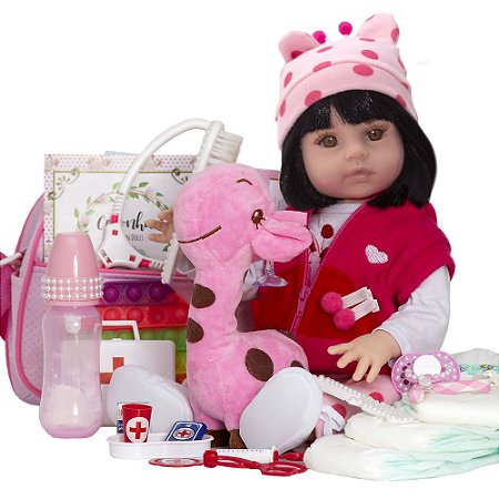 Roupa para boneca bebê reborn (52cm) - conjunto rosa