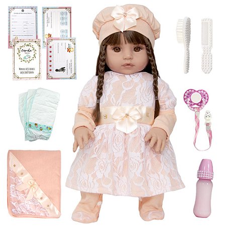 Kit Acessórios Para Bebe Boneca Reborn Menino Azul - Fralda Certidão Vacina  Mamadeiras