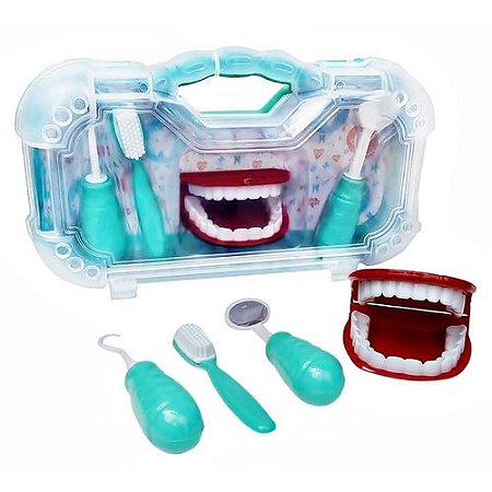 Brinquedo Maleta Kit Dentista 5 Peças - Azul