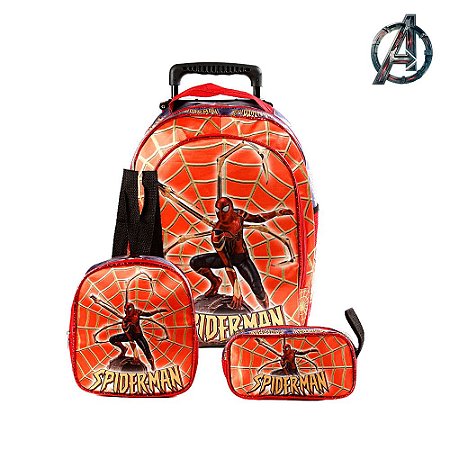 Kit Mochila Infantil Rodinha Homem Aranha Guerra Infinita