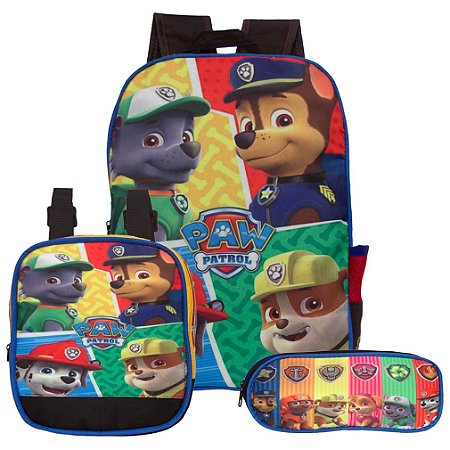 Kit Mochila Escolar Infantil Patrulha Canina de Costas