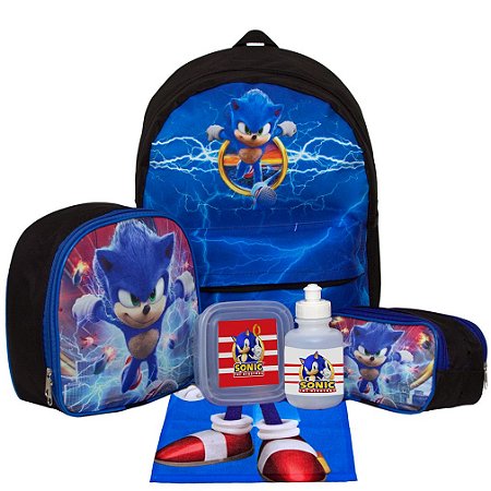 Kit Mochila Infantil Grande Menino Sonic O Filme com Toalha - Chic