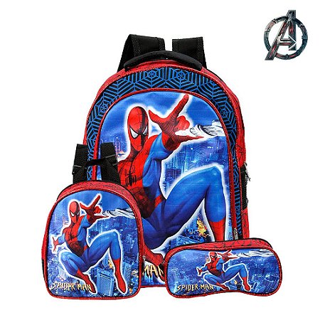 Kit Mochila Escolar Infantil Homem Aranha Marvel De Costa