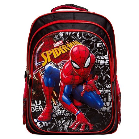 Mochila Masculina Infantil Costa Spider Man Preta e Vermelha