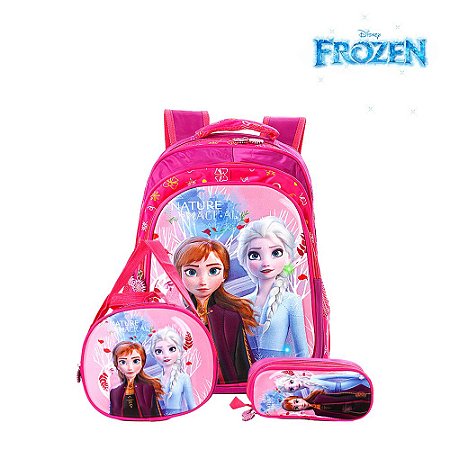 Kit Mochila Escolar Infantil Frozen Elsa E Anna Disney Costa