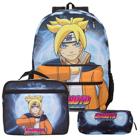 Kit Mochila Masculina Costa Boruto com Lancheira 3 Itens