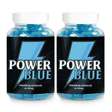 2 Potes Power Blue Suplemento Cápsulas Estimulante Masculino