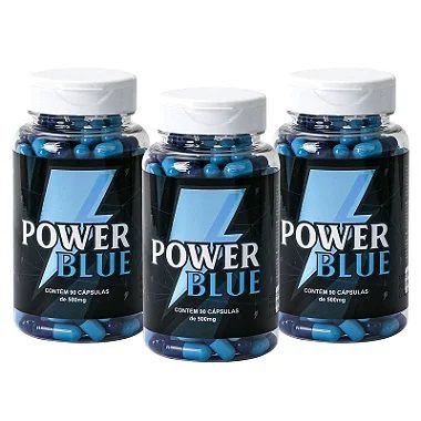 3 Potes Power Blue Suplemento Cápsulas Estimulante Masculino