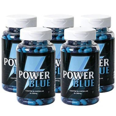 5 Potes Power Blue Suplemento Cápsulas Estimulante Masculino