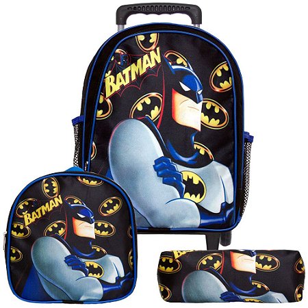 Mochila Infantil Masculina Rodinhas Batman Lancheira Estojo - Chic Outlet -  Economize com estilo!