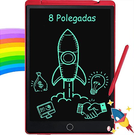 Tablet Lousa Mágica Lcd Infantil Escrever Desenhar Vermelho