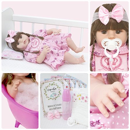 Boneca Reborn Recem Nascida Realista 100% Silicone 13 Itens - Chic Outlet -  Economize com estilo!