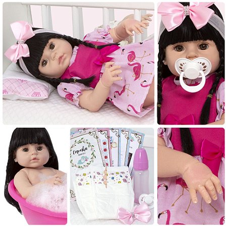 Boneca Bebê Reborn Realista Menina Silicone Pode Dar Banho - Chic Outlet -  Economize com estilo!