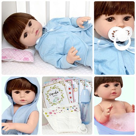 Boneca Reborn Bebe Menina 52cm Realista Silicone Enxoval - Chic Outlet -  Economize com estilo!