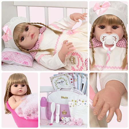 Bebe Reborn Realista Menina Loira Princesa Enxoval Completo - Chic