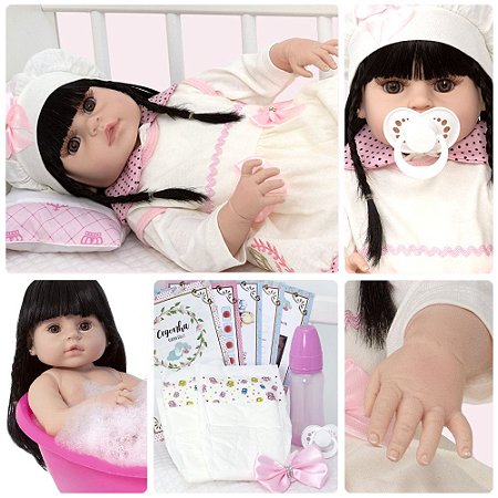 Boneca Bebê Reborn 100% Silicone Realista Linda 13 Itens - Chic Outlet -  Economize com estilo!