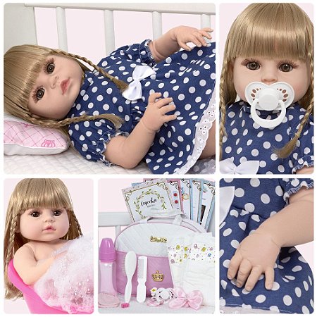 Boneca Bebê Reborn Menina Loira Realista Com Acessórios - ShopJJ -  Brinquedos, Bebe Reborn e Utilidades