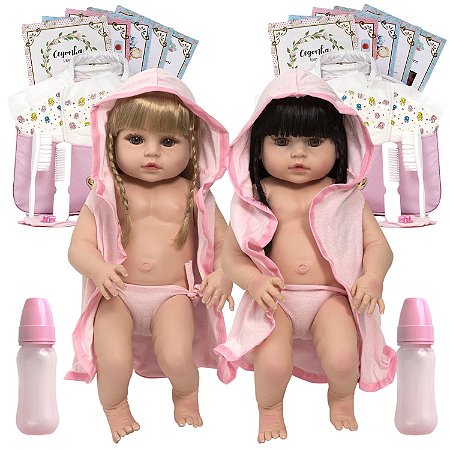 Boneca bebe reborn realista 23 itens menina loira bolsa maternidade  silicone1we