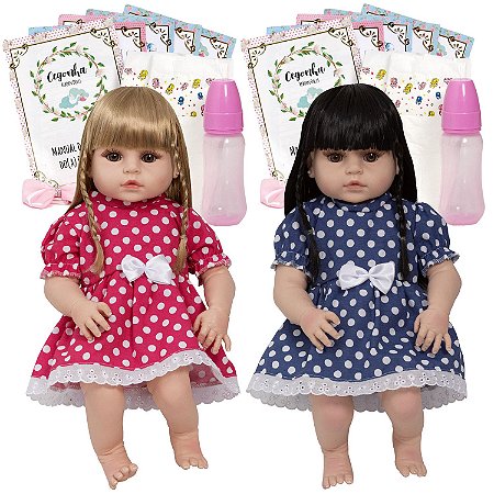 Bebê Boneca Gêmeas Reborn Pode Dar Banho Enxoval Completo - Chic Outlet -  Economize com estilo!