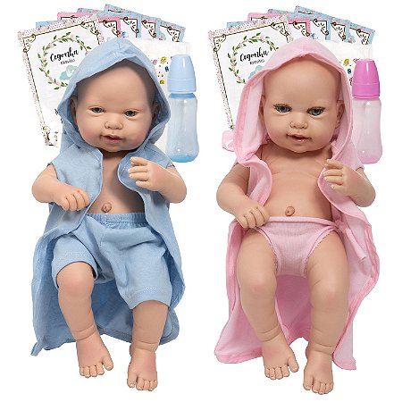 Bebe Reborn Boneca Gemeos Realista Toma Banho Casal