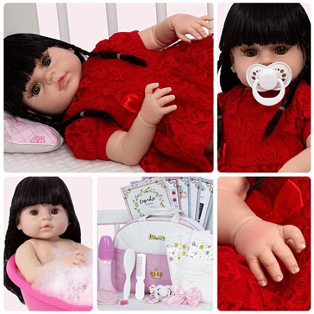 Boneca Bebe Reborn Silicone Menina Realista com Acessórios - USA