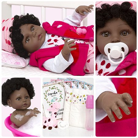 Boneca Bebê Reborn Realista Girafinha 100% Silicone 14 Itens