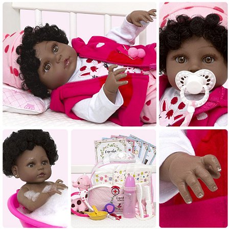 Bebê Reborn Realista Negra 52cm Toda de Silicone + Enxoval - Cegonha Reborn  Dolls - Bonecas - Magazine Luiza