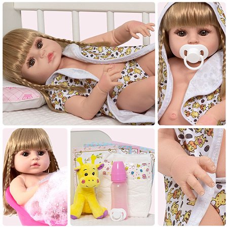 Boneca Bebe Reborn Silicone Girafinha Girafa Loira Menina - Chic Outlet -  Economize com estilo!