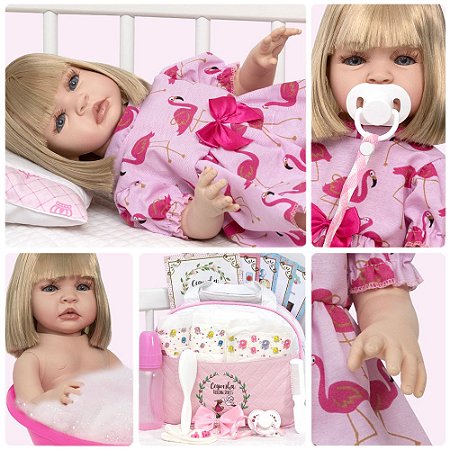 Boneca Bebê Reborn Realista Menina Silicone Pode Dar Banho - Chic Outlet -  Economize com estilo!