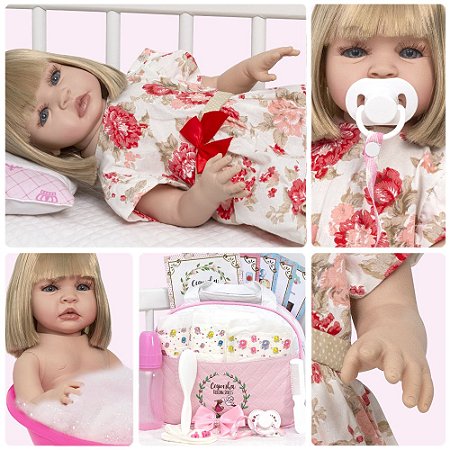 Bebe Reborn Realista Menina Loira Princesa Enxoval Completo - Chic