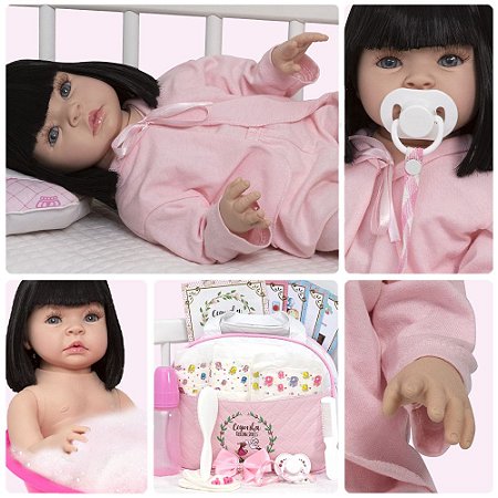 Boneca Bebê Reborn Silicone Tatá Menina Pagão Roupinha Rosa - ShopJJ -  Brinquedos, Bebe Reborn e Utilidades