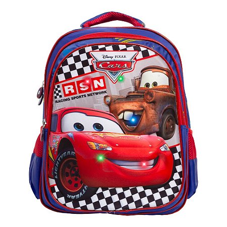 Mochila Infantil Masculina Costas Carros 3D Led Frontal