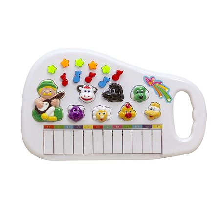 Piano Infantil Teclado Musical Educativo Animais Cor Branco