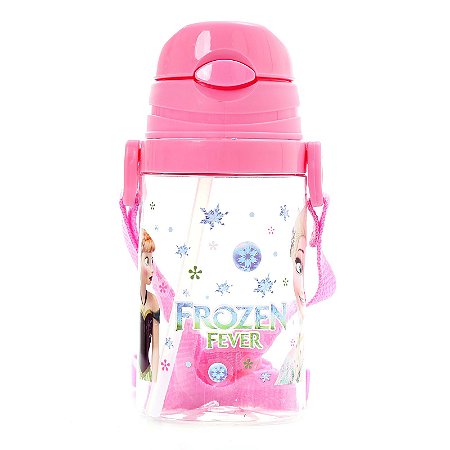 Garrafa Frozen Infantil Personagens 450ml Canudo Escola Alça