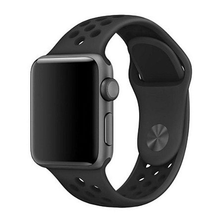 Pulseira Silicone Esportiva Para Apple Watch 38mm - Preto