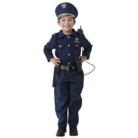 Fantasia Uniforme de Policia Infantil Deluxe Dress Up America Kit Completo